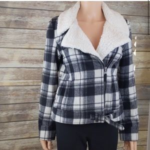 Splendid Birmingham Plaid Sherpa Moto Jacket